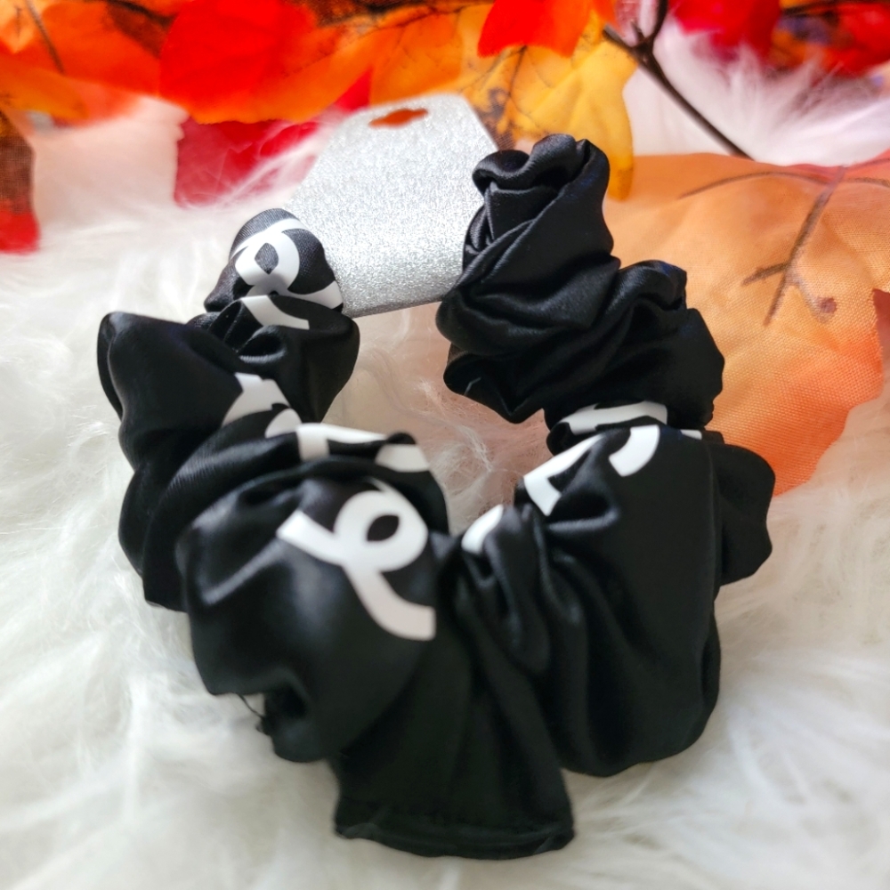 Stylish Black Satin Silk Black & White Hair Tie